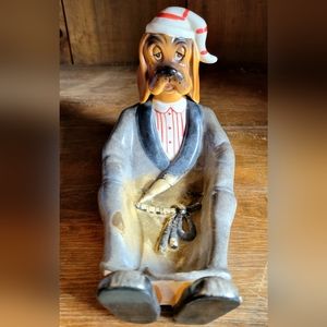 VTG Sleepy Dog Trinket Coin Dish Ceramic Decor 1950's Retro Whimsical Ash Tray